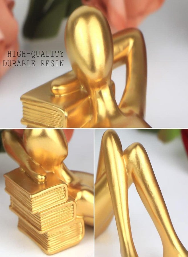 RIRPUAE Gold Home Decor Thinker Reading Women Statue for Living Room, Modern Shelf Decor Accent Decorations, Resin Collectible Figurines Display for Office Bedroom Table Desk,Gold - Image 4